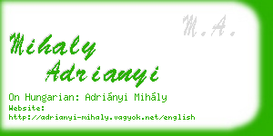 mihaly adrianyi business card